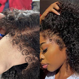 "370 Fitted Cap" HD LACE FRONT Higlight WIG WITH Invisible Strap - Curly with Curly edge