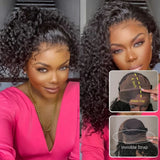 "370 Fitted Cap" HD LACE FRONT WIG WITH Invisible Strap - Burmese Curly