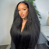 "370 Fitted Cap" HD LACE FRONT WIG WITH Invisible Strap - Kinky Straight