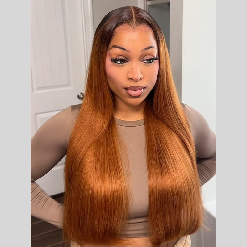 "LAGOS" M-Shaped HAIRLINE 13x6 Transparent Lace Front Ombre Color Wig - Straight