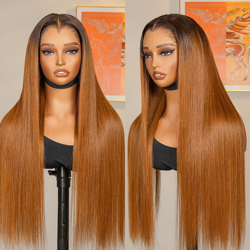 "LAGOS" M-Shaped HAIRLINE 13x6 Transparent Lace Front Ombre Color Wig - Straight