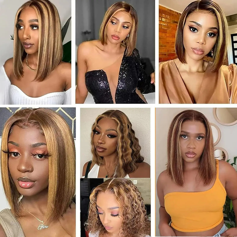 Highlight Blonde Bob Silky Straight 13x4/13X6 Lace Front Wig