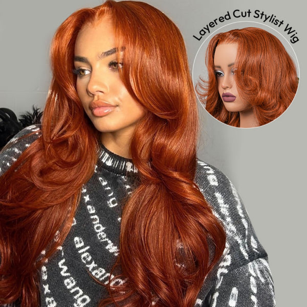 【Flash Sale】4x4/13x4 Transparent Lace Front 250% Density Burnt Orange Color Wig - Body Wave Wavy