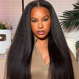 13x6 Transparent Lace Front Human Hair Wig - Yaki Straight