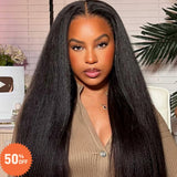 13x6 Transparent Lace Front Human Hair Wig - Yaki Straight