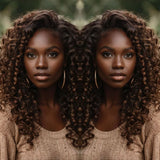 "3D DOME CAP" 9x6 HD  Lace Upgraded C-shape Ear Brown Color Glueless Wig with Drawcord - Spanish Bouncy Curl