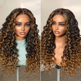 "3D DOME CAP" 9x6 HD Lace Upgraded Hairline C-shape Ear Blonde Highlight Glueless Wig with Drawstring - Bouncy Wander Curl