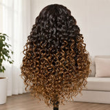"3D DOME CAP" 9x6 HD Lace Upgraded Hairline C-shape Ear Blonde Highlight Glueless Wig with Drawstring - Bouncy Wander Curl