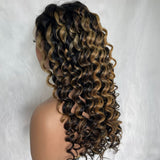 "3D DOME CAP" 9x6 HD  Lace Upgraded Hairline C-shape Ear Glueless Highlight Color Wig with Drawstring - Bouncy Loose Wave
