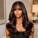 "3D DOME CAP" 9x6 HD  Lace Upgraded Hairline C-shape Ear Glueless Brown Color Wig with Drawstring - Body Wavy