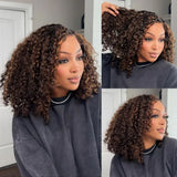 "3D DOME CAP" 9x6 HD  Lace Upgraded Hairline C-shape Ear Glueless Highlight Color Wig with Drawstring - Curly Wave