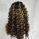"3D DOME CAP" 9x6 HD  Lace Upgraded Hairline C-shape Ear Glueless Highlight Color Wig with Drawstring - Bouncy Loose Wave