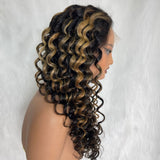 "3D DOME CAP" 9x6 HD  Lace Upgraded Hairline C-shape Ear Glueless Highlight Color Wig with Drawstring - Bouncy Loose Wave