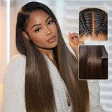 "3D DOME CAP" 9x6 HD Lace Upgraded Hairline C-shape Ear Glueless Ombre Color Wig with Drawcord - Light Yaki Straight