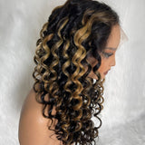 "3D DOME CAP" 9x6 HD  Lace Upgraded Hairline C-shape Ear Glueless Highlight Color Wig with Drawstring - Bouncy Loose Wave