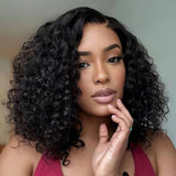 "3D DOME CAP" 9x6 HD Lace Upgraded Hairline C-shape Ear Glueless BOB Wig with Drawcord - Bouncy Deep Curly