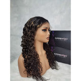 "3D DOME CAP" 9x6 HD Lace Upgraded Hairline C-shape Ear Glueless Ombre Highlight Color Wig with Drawcord - Water Wave