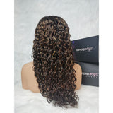 "3D DOME CAP" 9x6 HD Lace Upgraded Hairline C-shape Ear Glueless Ombre Highlight Color Wig with Drawcord - Water Wave