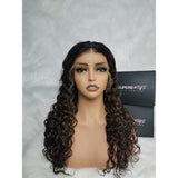 "3D DOME CAP" 9x6 HD Lace Upgraded Hairline C-shape Ear Glueless Ombre Highlight Color Wig with Drawcord - Water Wave