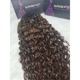 "3D DOME CAP" 9x6 HD Lace Upgraded Hairline C-shape Ear Glueless Ombre Highlight Color Wig with Drawcord - Water Wave