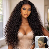 "3D DOME CAP" 9x6 HD Lace Upgraded Hairline C-shape Ear Glueless Wig with Drawstring - Deep Curly