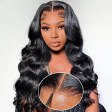 "3D DOME CAP" 9x6 HD Lace Upgraded Hairline C-shape Ear Glueless Wig with Drawstring - Body Wave