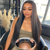 "3D DOME CAP" 9x6 HD  Lace Upgraded Hairline C-shape Ear Glueless Wig with Drawstring - Straight