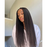 "3D DOME CAP" 9x6 HD Lace Upgraded Hairline C-shape Ear Glueless Wig with Drawcord - Light Yaki Straight