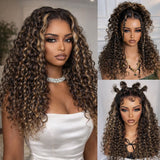 "3D DOME CAP" 9x6 HD Lace Upgraded Hairline C-shape Ear Highlight Color Wig with Drawstring - Water Curl
