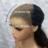 "3D DOME CAP" 9x6 HD Lace Upgraded Hairline C-shape Ear Highlight Color Wig with Drawstring - Water Wave