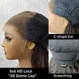 "3D DOME CAP" 9x6 HD Lace Upgraded Hairline C-shape Ear Highlight Color Wig with Drawstring - Water Wave