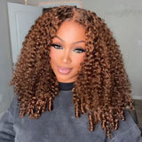 "3D DOME CAP" 9x6 HD Lace Upgraded Hairline C-shape Ear Wig with Drawstring - Burmese Curly with Sperial Curl Ends