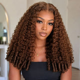 "3D DOME CAP" 9x6 HD Lace Upgraded Hairline C-shape Ear Wig with Drawstring - Burmese Curly with Sperial Curl Ends