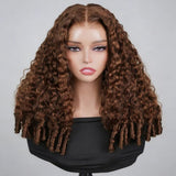 "3D DOME CAP" 9x6 HD Lace Upgraded Hairline C-shape Ear Wig with Drawstring - Burmese Curly with Sperial Curl Ends