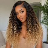 "3D DOME CAP" 9x6 HD Lace Upgraded Hairline Ombre Color Wig with Drawstring - Water  Wave