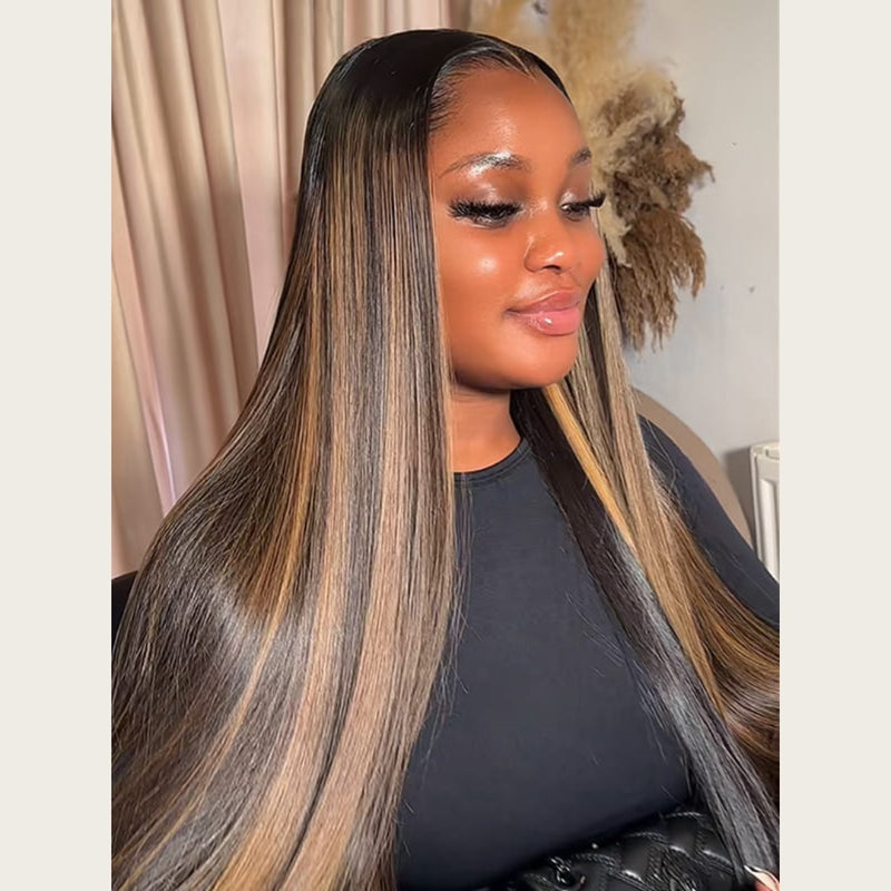 "LAGOS" M-Shaped HAIRLINE 360 HD Lace Invisible Strap Highlight Color Wig - Straight