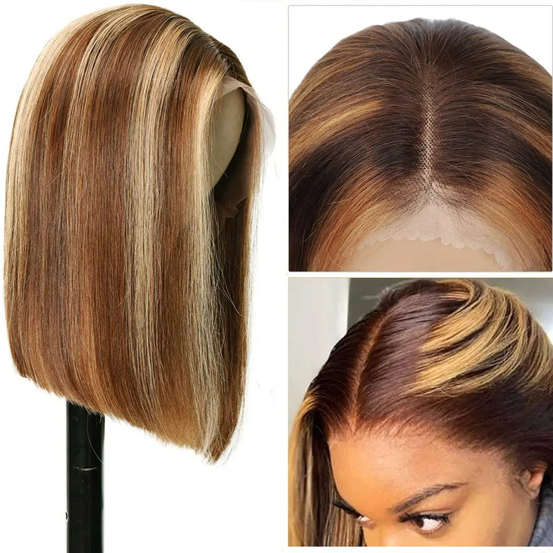 Highlight Blonde Bob Silky Straight 13x4/13X6 Lace Front Wig