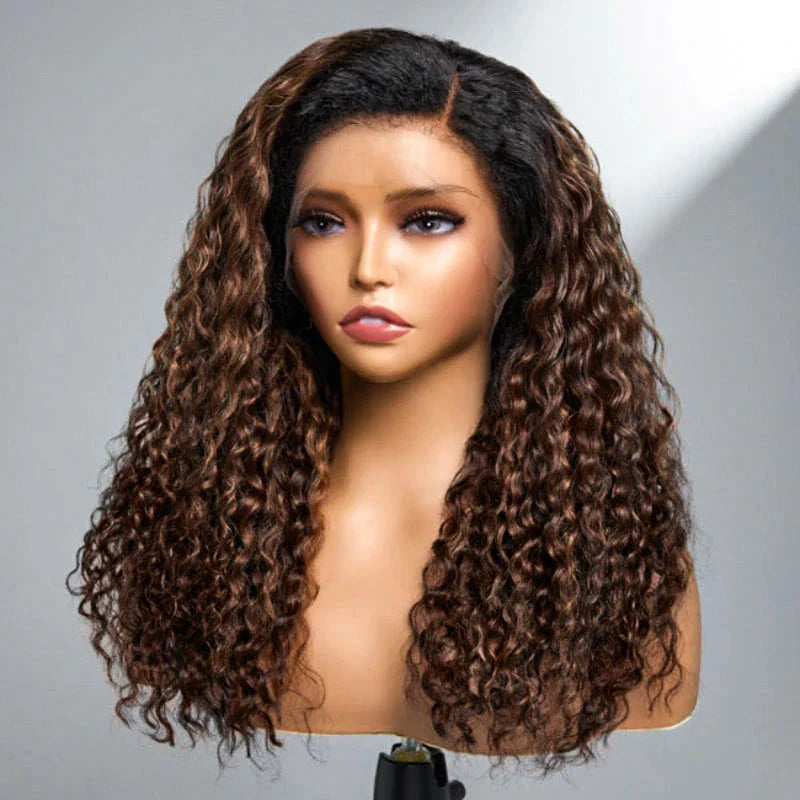 13x4/13x6 Transparent Lace 4C Edge Ombre Brown Color 150%180% Wig - Curly