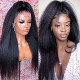 4x4/13x6/Full Frontal/360/Full Lace Transparent Lace Jet Black 1# Color Wig - Kinky Straight