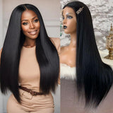 4x4/13x6/Full Frontal/360/Full Lace Transparent Lace Jet Black 1# Color Wig - Light Yaki Straight