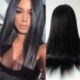 4x4/13x6/Full Frontal/360/Full Lace Transparent Lace Jet Black 1# Color Wig - Light Yaki Straight