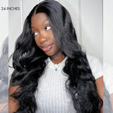 4x4/13x6/Full Frontal/360/Full Lace Transparent Lace Jet Black 1# Color Wig - Body Wave