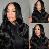 4x4/13x6/Full Frontal/360/Full Lace Transparent Lace Jet Black 1# Color Wig - Body Wave