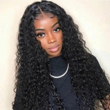4x4/13x6/Full Frontal/360/Full Lace Transparent Lace Jet Black 1# Color Wig - Curly