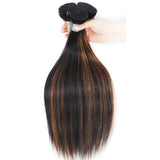 4x4 HD Swiss Lace Closure With Bundles Highlight Color human hair - Straight