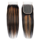 4x4 HD Swiss Lace Closure With Bundles Highlight Color human hair - Straight