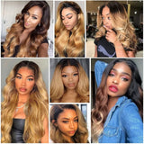 4x4 HD Swiss Lace Closure With Bundles Ombre Color  human hair - BODY WAVE