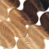 4x4 HD Swiss Lace Closure With Bundles Ombre Color  human hair - BODY WAVE