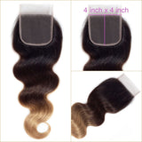 4x4 HD Swiss Lace Closure With Bundles Ombre Color  human hair - BODY WAVE