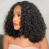 4x4 Transparent Lace Closure Human Hair Wig - Curly Bob